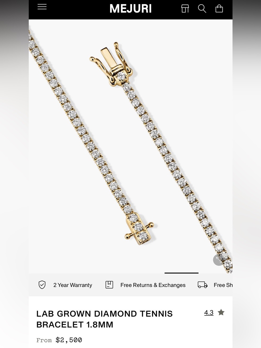 Mejuri Gold Diamond Tennis Bracelet - Picture 5 of 6